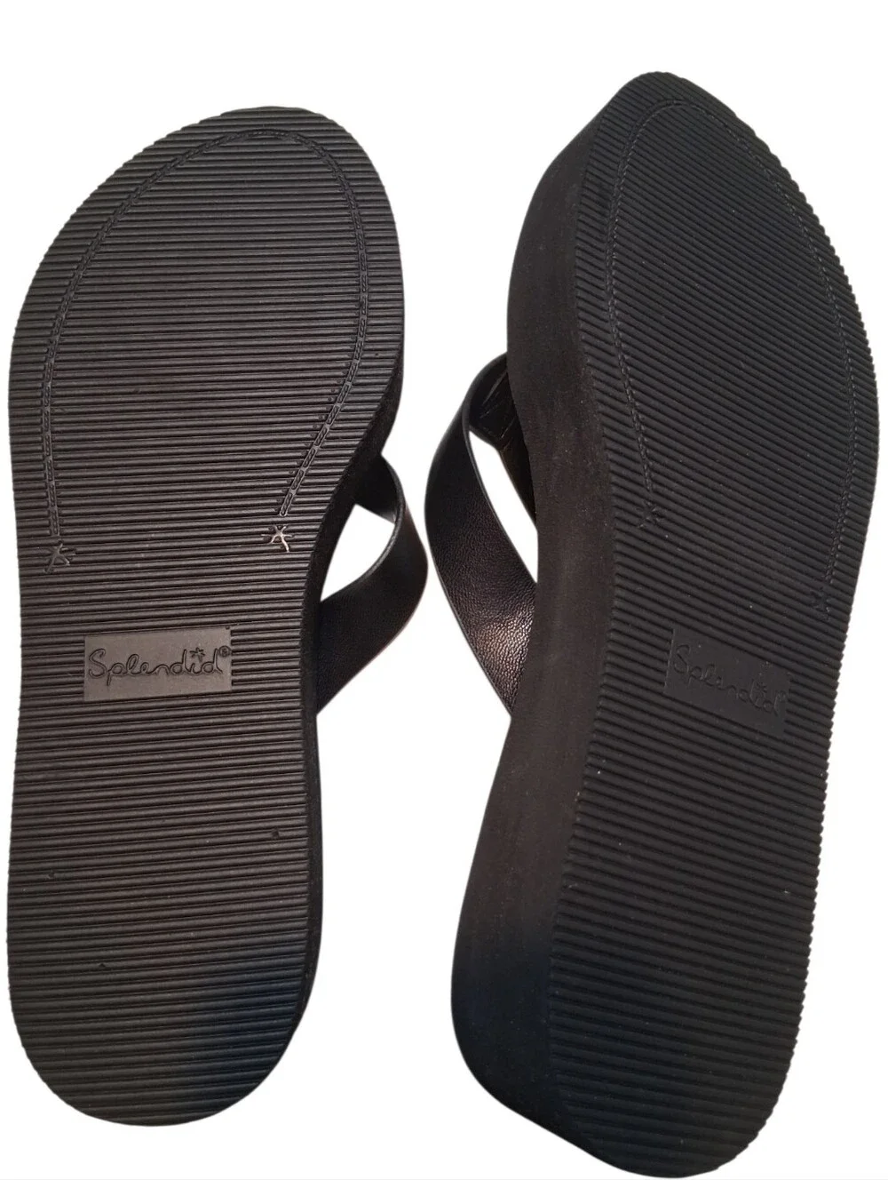 Splendid Black Platform Sandals Thong Women's Size 9M Y2K Beach Retro Resortwear